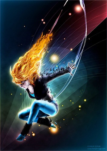 colours,fire,flickrsfinest,girl,glow,hair