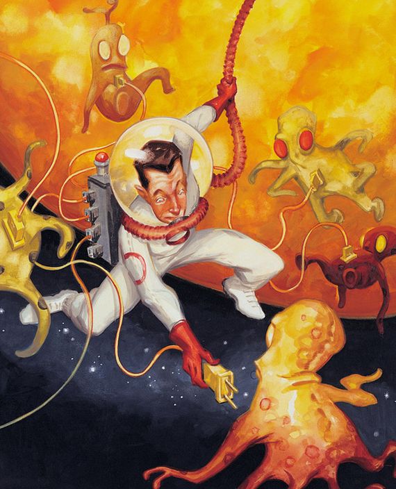 astronaut plugging aliens