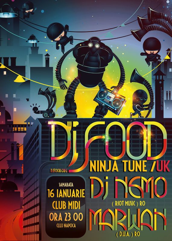 robert fiori - dj food illustration poster