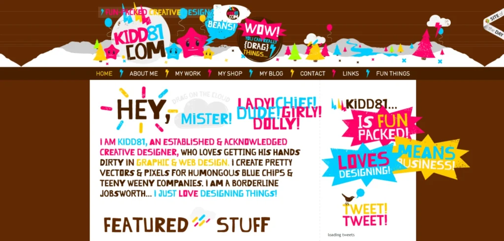 Kidd81-Cartoonish-Website-Design Kidd81 website homepage design