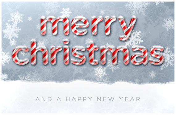 snow covered candy cane text effect photoshop tutorial