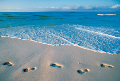 Footsteps on Beach