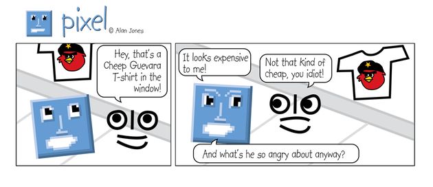 Cheep Guevara T-shirt - Pixel Comic Strip -1