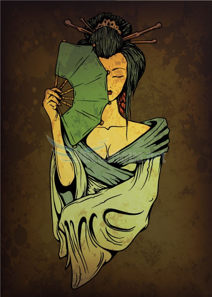 1031-geisha on grunge background