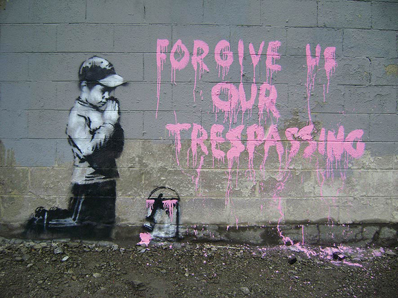 Forgive us graffiti by banksy