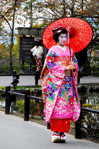 Geisha with umbrella