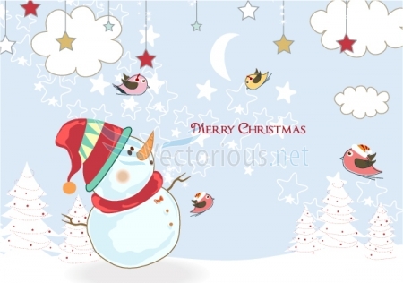 christmas background with snowman