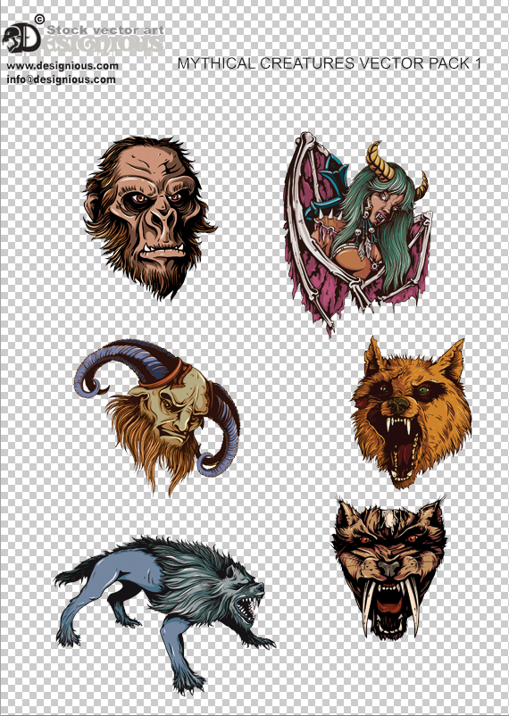 import EPS to Photoshop tutorial showing Mythical Creatures Vector Pack