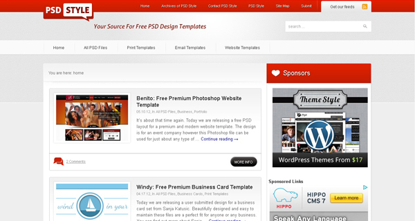 Website name - PSD Style where you can download free psd templates