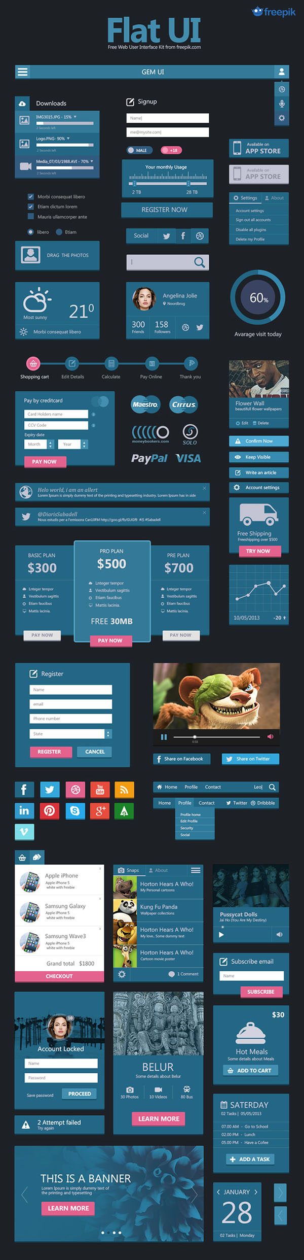 Free Flat User Interface Set 2