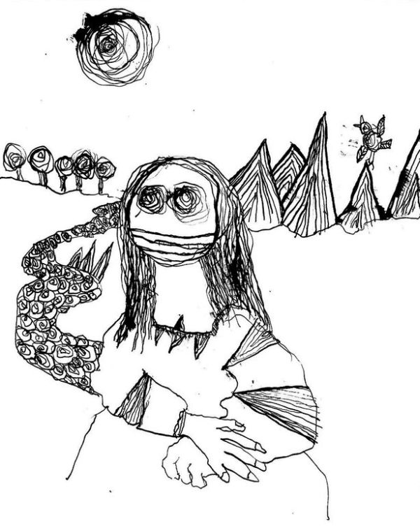 famous paintings recreated - Jo Pearson's Childlike Mona Lisa