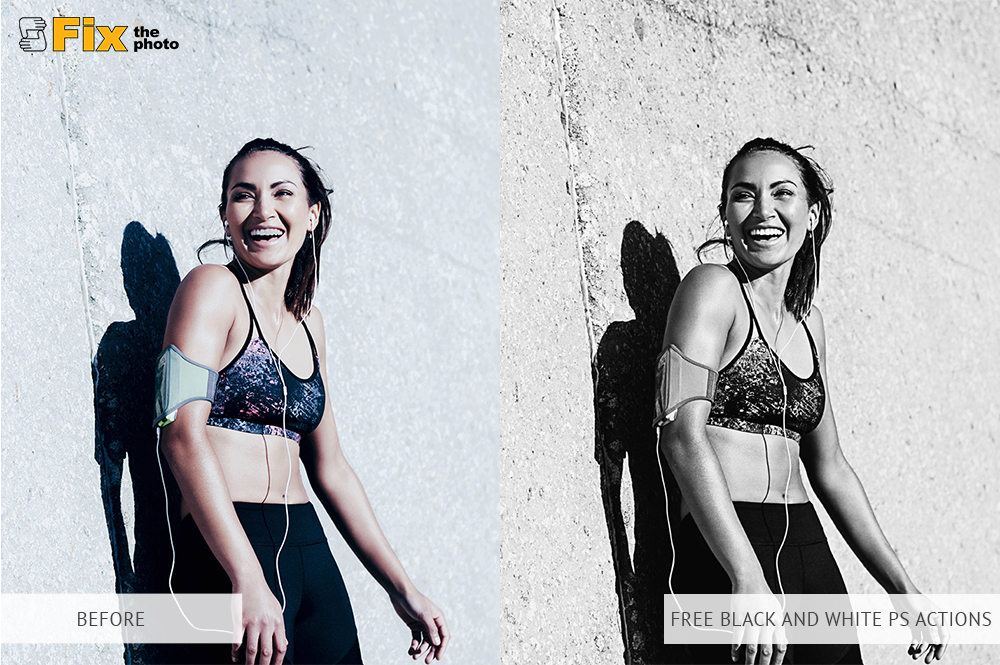 preview image, Free vintage Photoshop Action, B&W PS Action