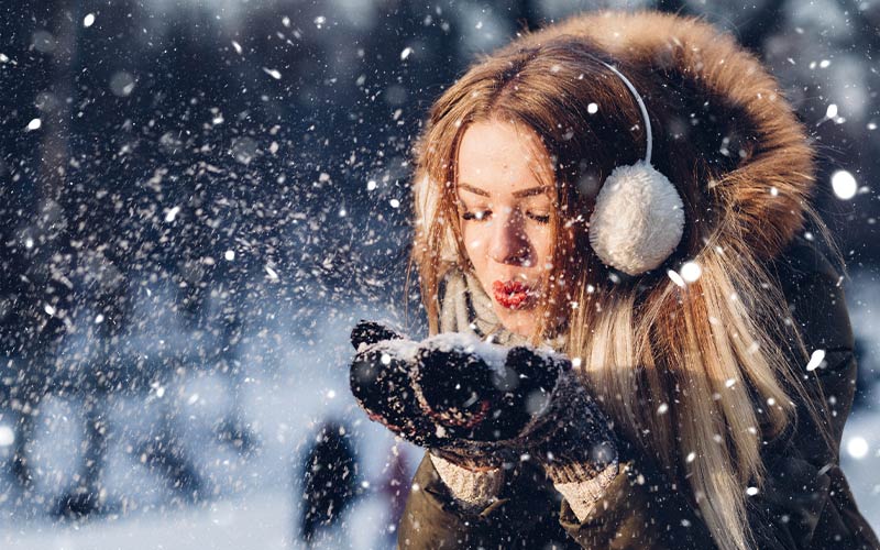 a woman blowing snow - snow overlay photoshop free download