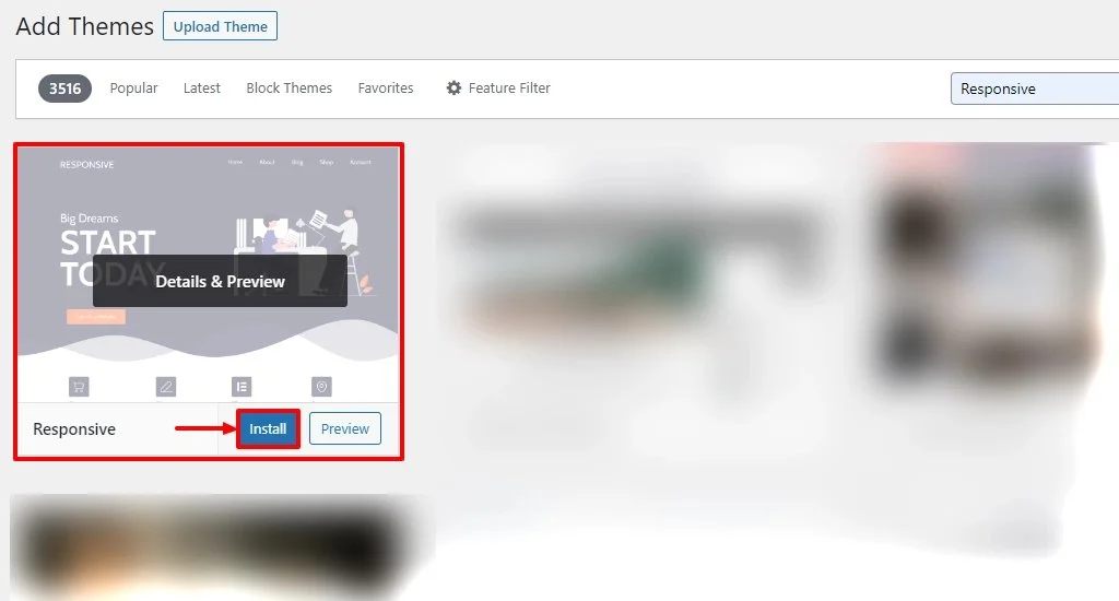 Installing Responsive theme