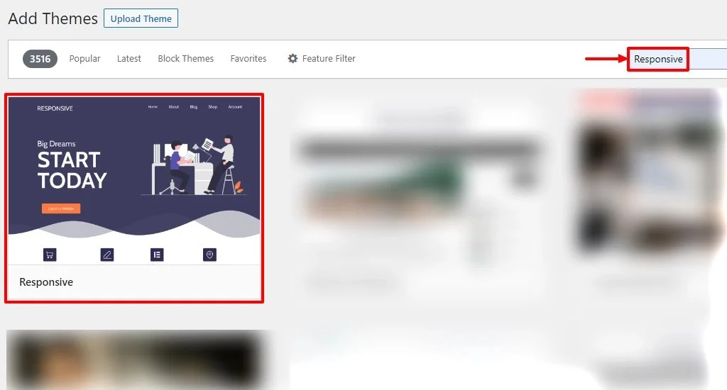 Searching Responsive theme