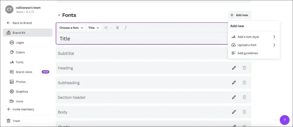 upload font to canva using brand kit