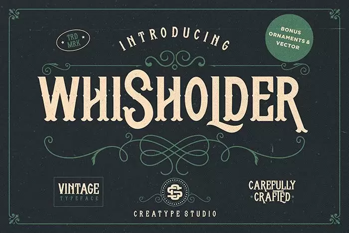 preview image, whisholder vintage typeface font