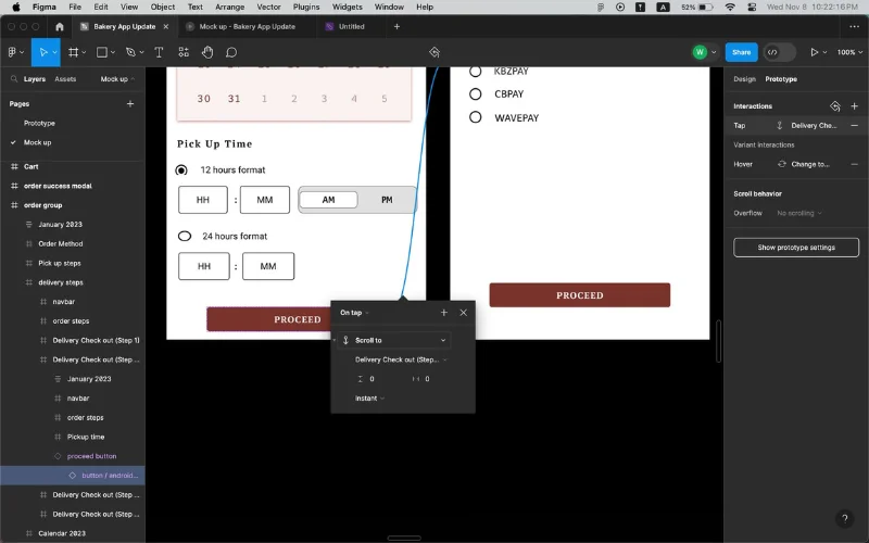 Figma working on interface