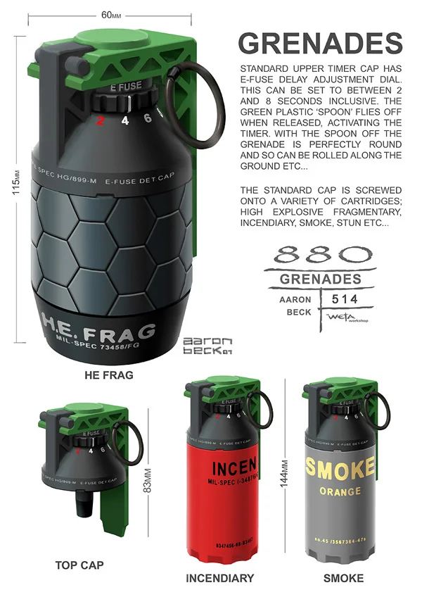 weapon concept art by Aaron Beck