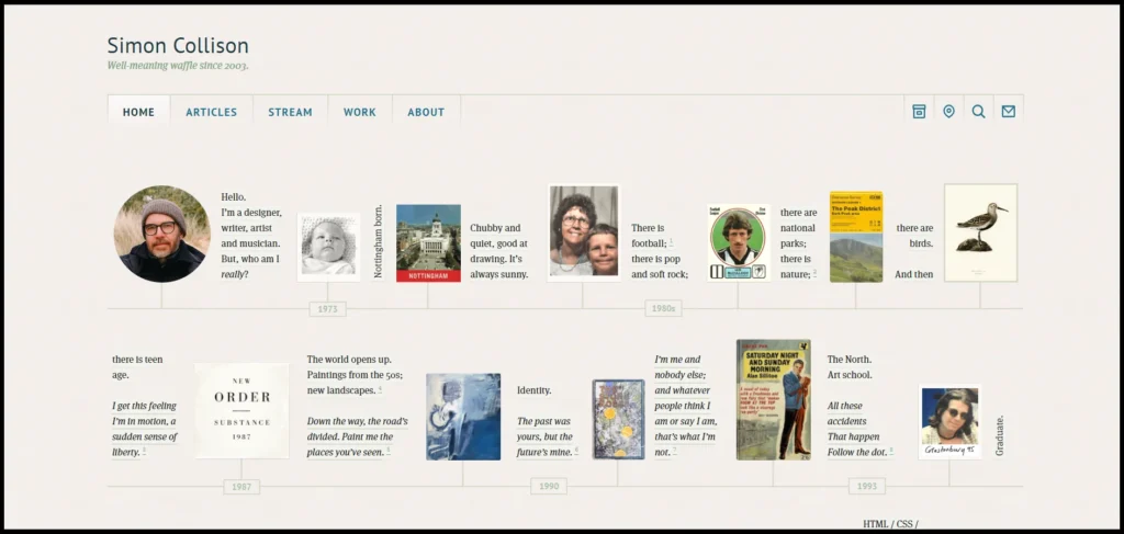 homepage of Mr Simon Collison Website