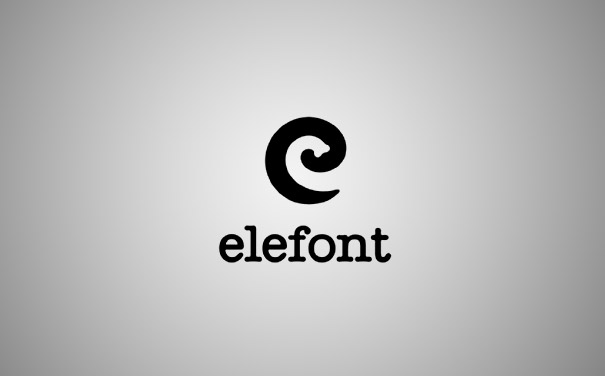 elefont brand logo with a elephant trunk