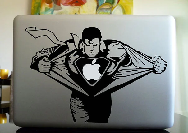 Funny-apple-laptop-stickers-5 superman sticker