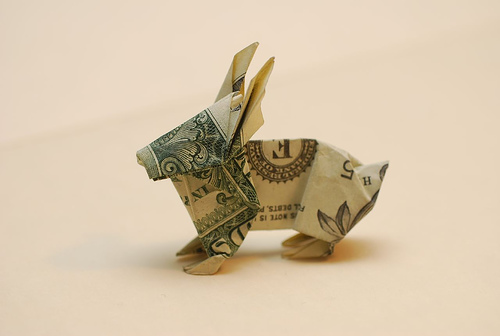 rabbit - folded money art
