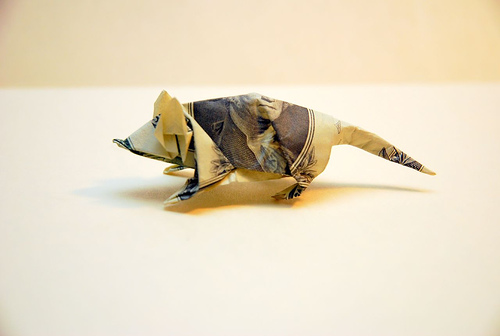 rat made out of currency