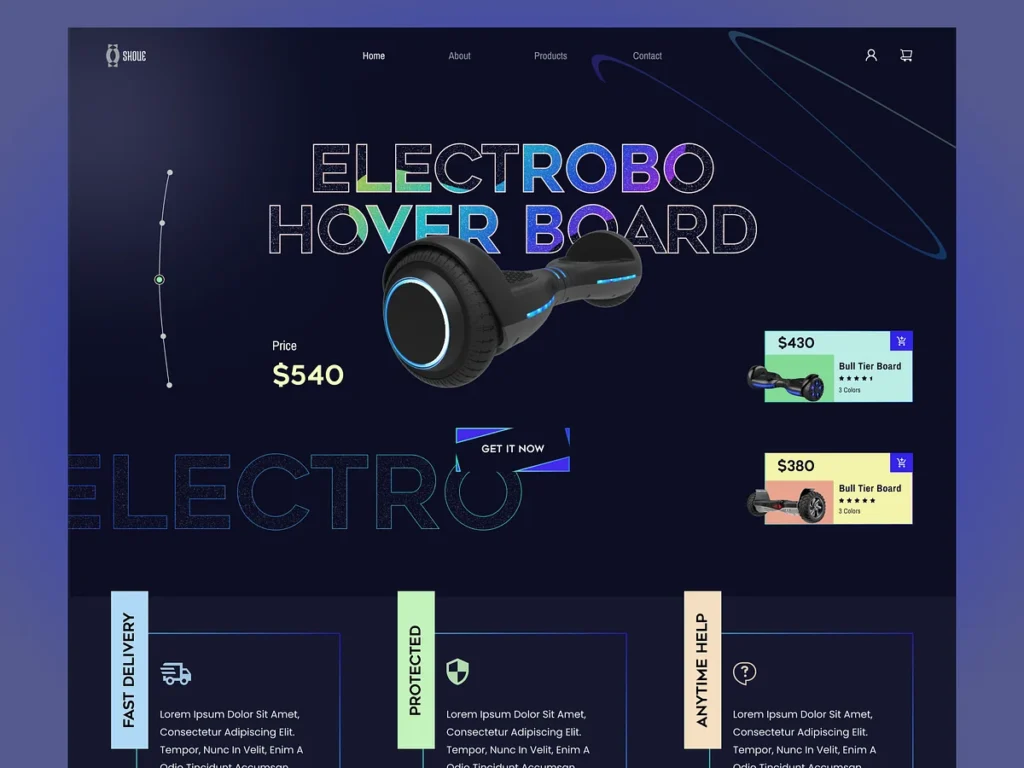Futuristic example website design