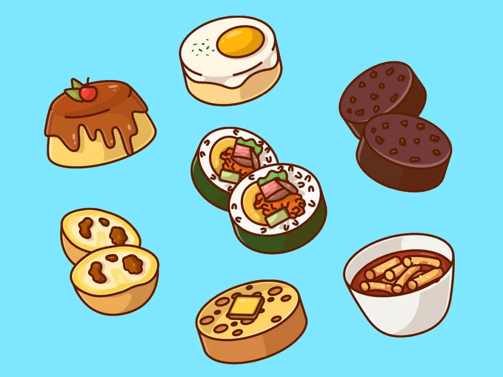 Food-vector-1 sushi and desserts