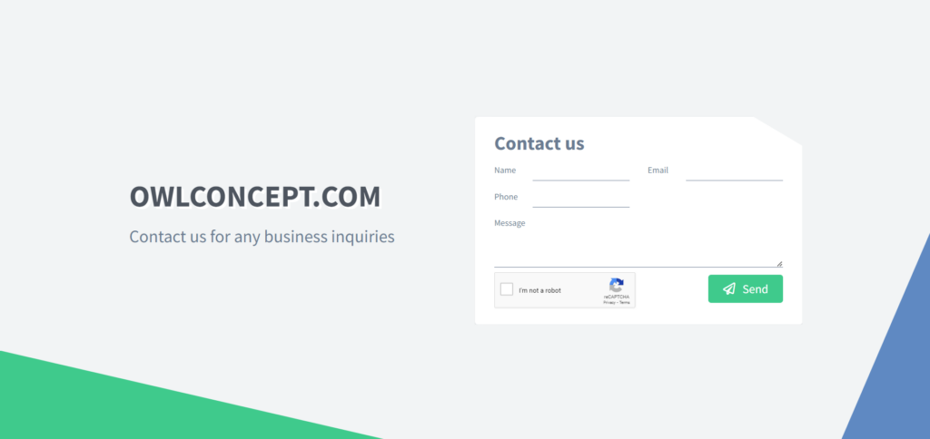 Owl Concept home page - single page website designs

