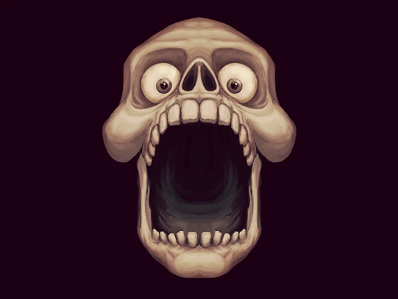 scary skull with mouth open