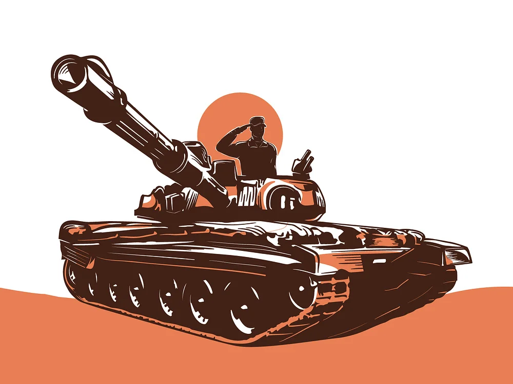 illustration of a soldier on a tank