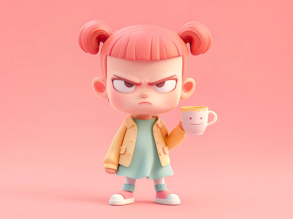 angry girl 3D illustration
