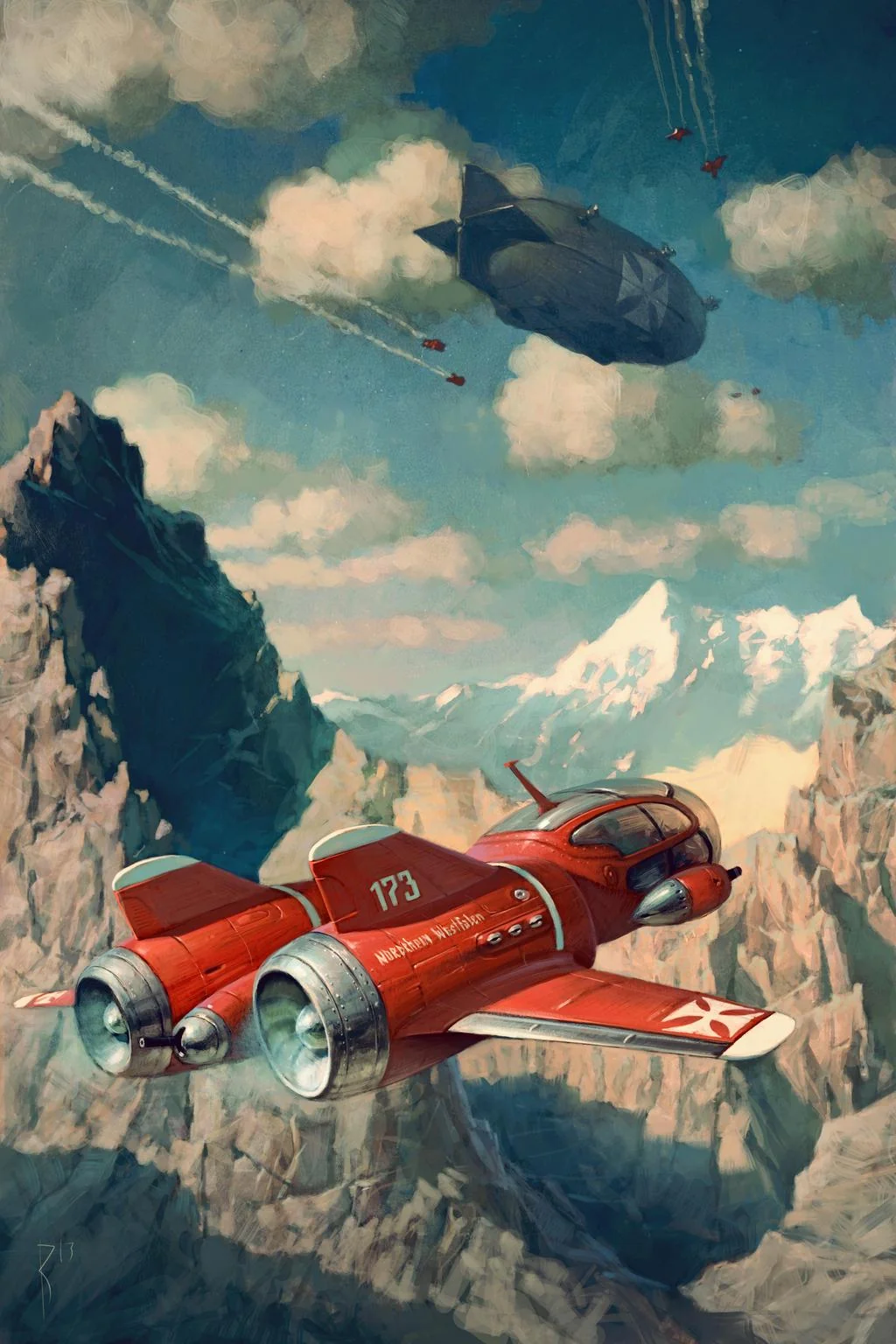 "Nach Tibet" By Waldemar Von Kozak - retro futurism painting