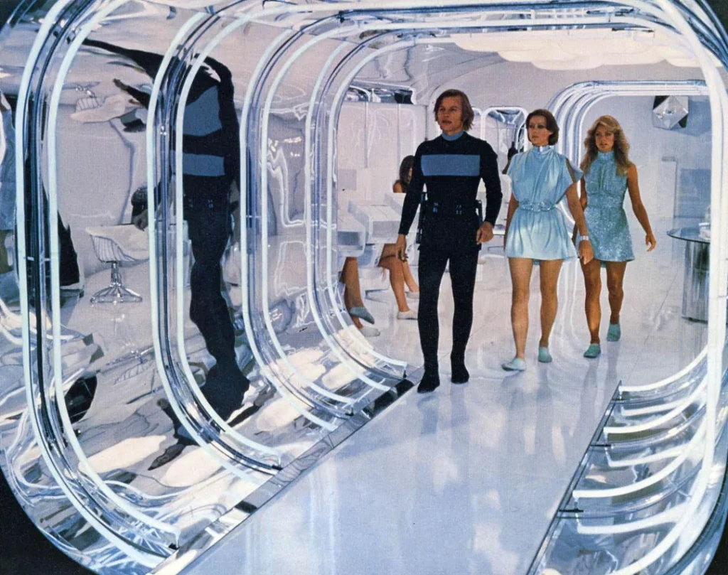 Mirror, Mirror, Every Wall from “Logan’s Run” , retrofuturism artwork, retro futurism painting, retro futuristic artwork