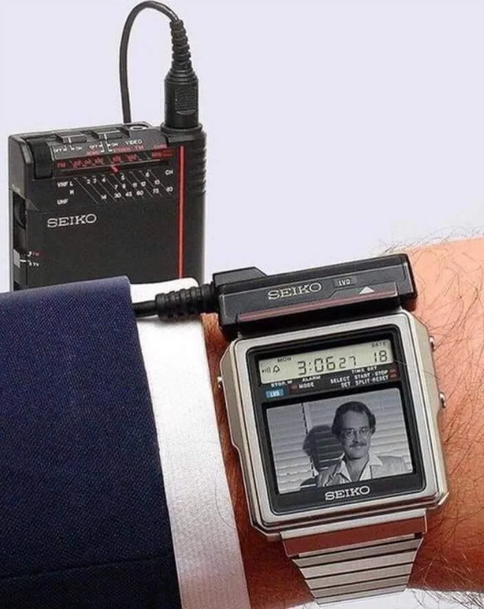 Seiko TV Watch 1982, retro futurism art, retro futurism style