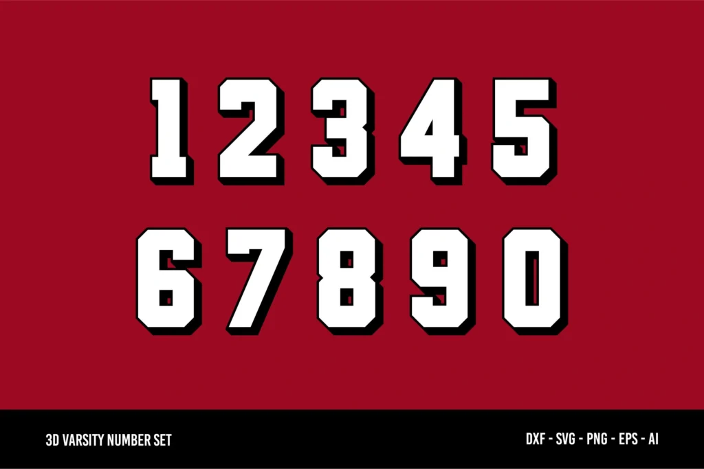 varsity, Sporty Number Fonts, bold Number Fonts