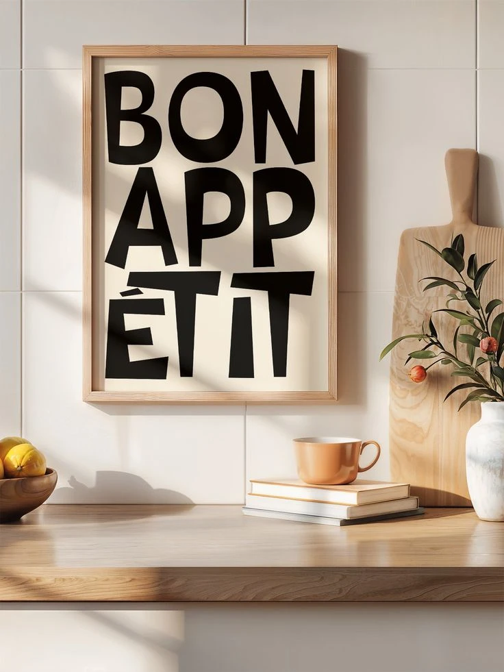 PosterDesignIdeas1 Bon Appetit Poster design, cute kitchen poster for home